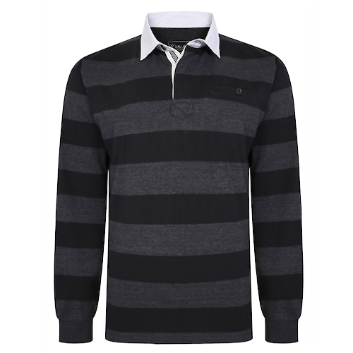 KAM Traditional Rugby Polo Shirt Black